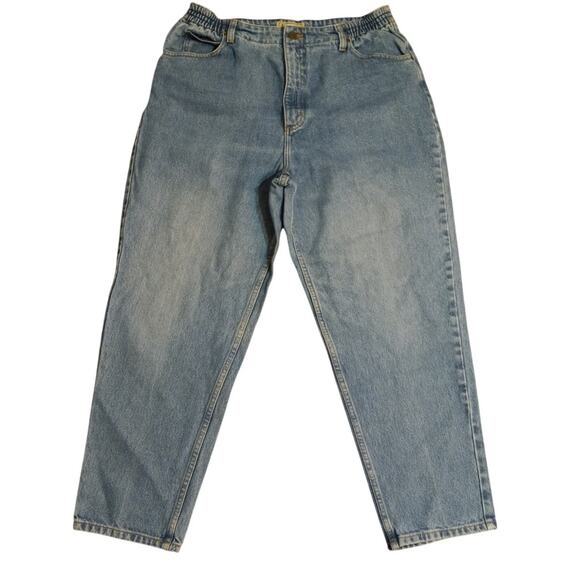 Vntg LL Bean 90s Comfort Waist Jeans 16P Petite HighRise Straight Leg Light Wash - Picture 1 of 12